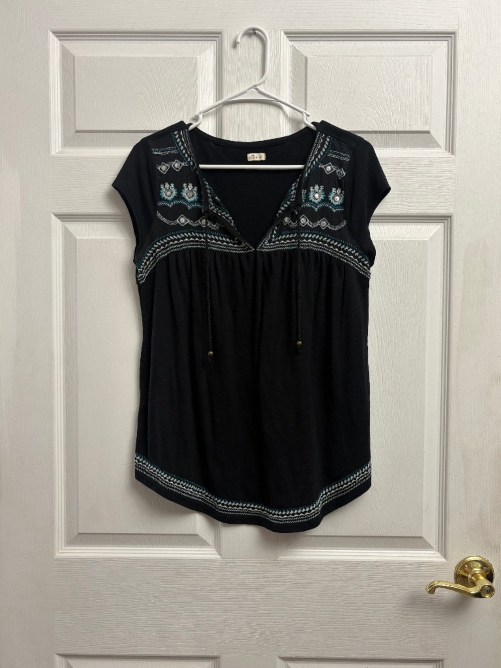 Women's Y2K Hollister Boho Short Sleeve Peasant Blouse